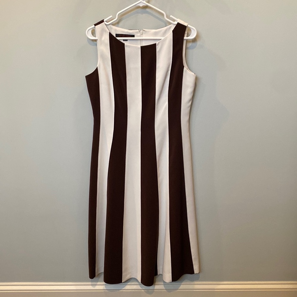 Brown and cream striped dress